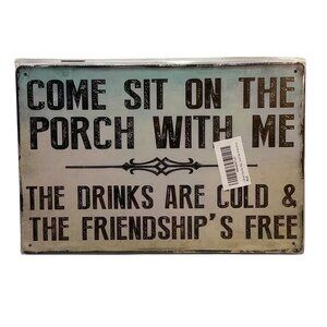 Nostalgic Sit on The Porch Media Golden Era Pin Up Art Tin 12"x 8" Sign New